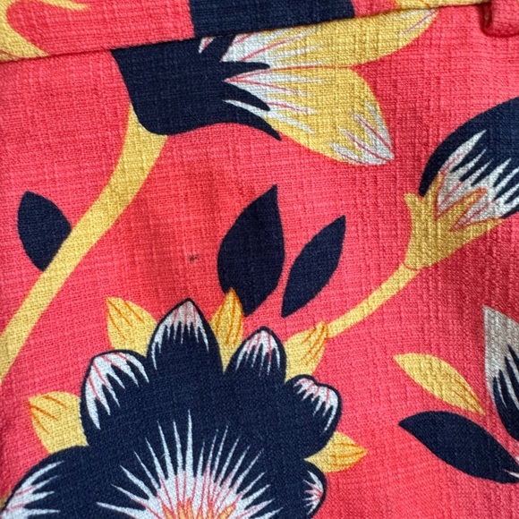 J Crew Coral Navy Floral Cotton Blend Shorts Womens 6 Summer Beach Coastal - Picture 3 of 6